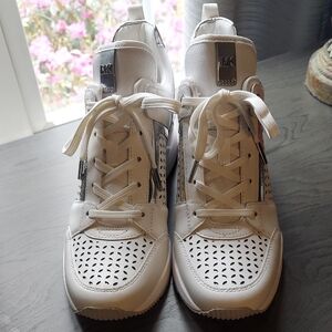 Michael Kors White Perforated Leather Sneakers Size 9